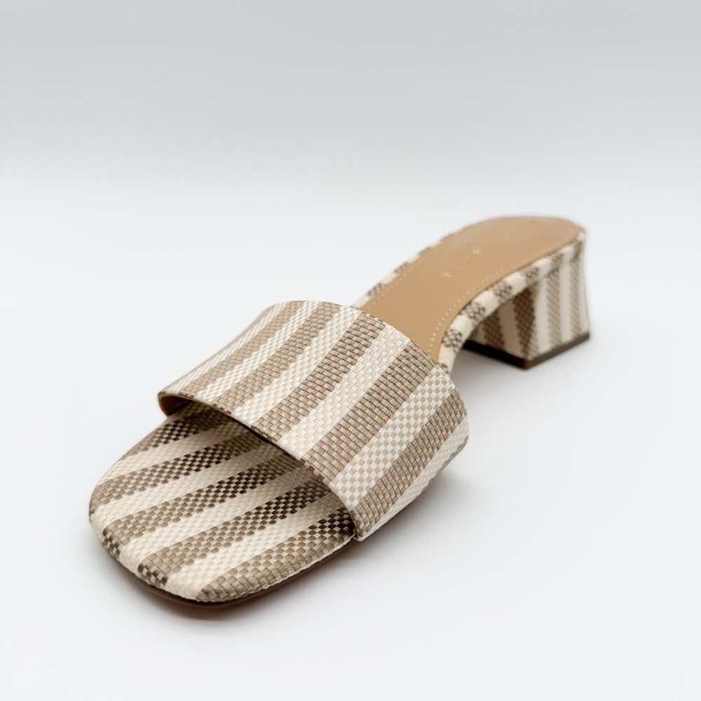 Marc Fisher LTD Olysa Block Heel Slide Sandals Striped Natural Tan 9.5 NEW - Picture 10 of 14